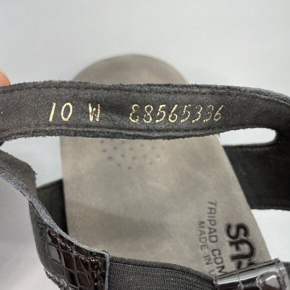 SAS Allegro Sandals Croc Embossed Leather Comfort Strappy Black Womens 10 Wide - Picture 14 of 14